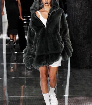 Shearling coat platform boots puma fenty