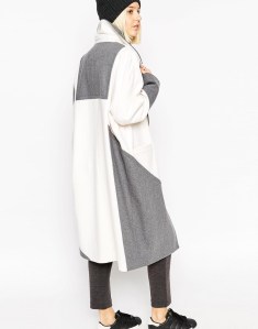 colorblock coat in grey and white